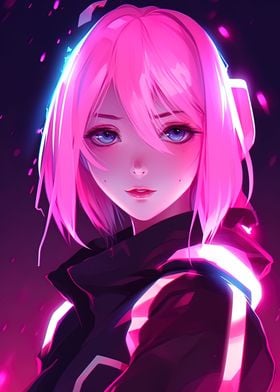 Neon Anime Girl Cute