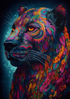 Panther in colorful art