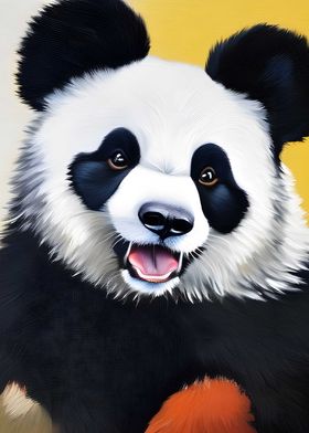 Panda with its mouth open