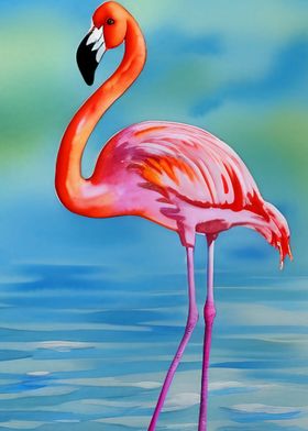 A beautiful pink flamingo