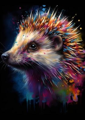 Hedgehog in colorful art