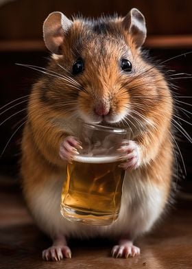 hamster drinking beer