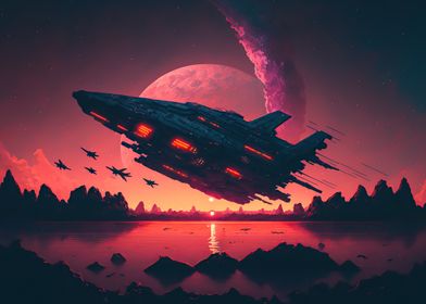 Spaceship sunset