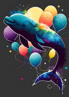 dolphin with balloons