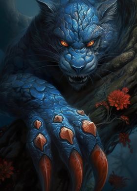 Surreal blue tiger