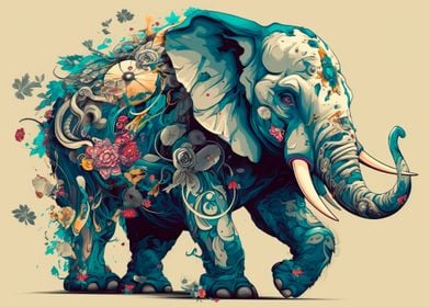 Cartoon style of elephant