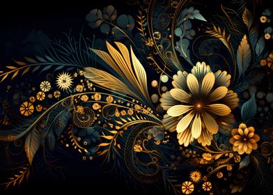 Golden floral background