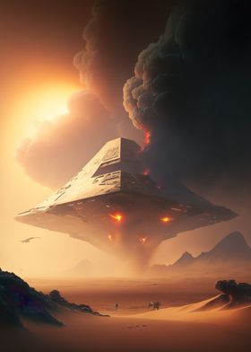 burning Alien Space ship