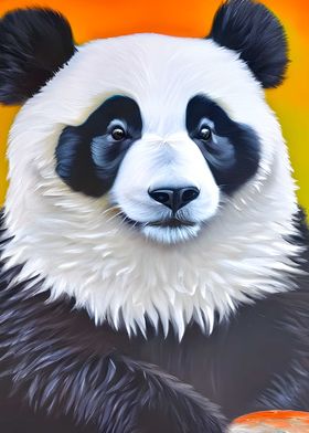 Close up painting Panda