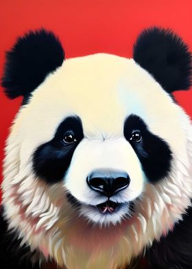 Panda on a red background