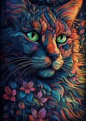 Cat surrealism Colorful