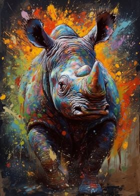 Rhino Posters Pictures, Unique | Shop Paintings Metal Prints, Online - Displate