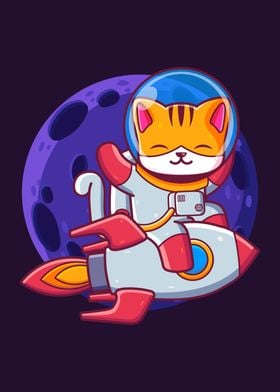 Cat Astronaut Rocket Ship