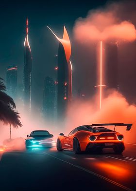 Car in Dubai Night