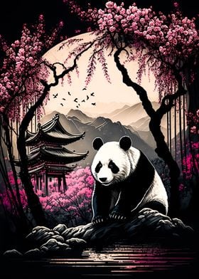 Panda cherry blossom japan