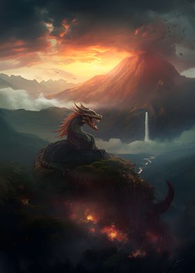 Quetzalcoatl dragon volcan