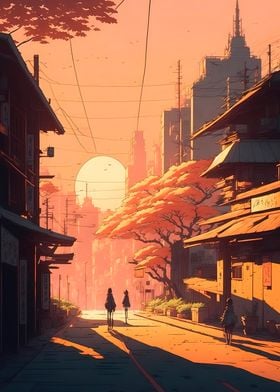 Japan Anime Style City