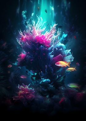 Water Flower Fish Neon 