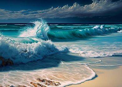 Blue ocean waves