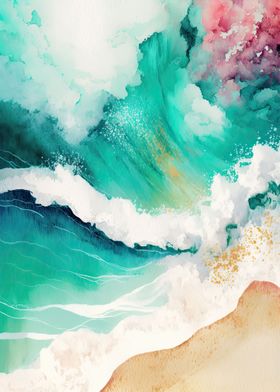 Watercolor Beach Waves