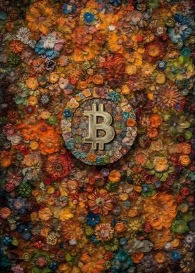 Bitcoin Logo Flower Field