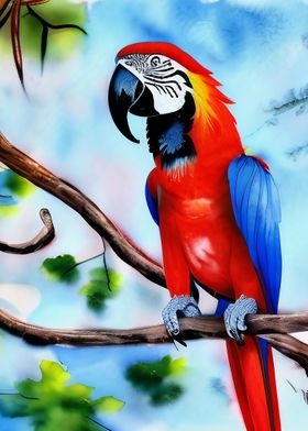 A colorful macaw painting