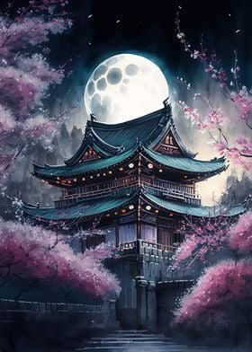 japanese landscape moon