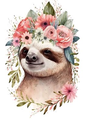 Pinky Floral Sloth