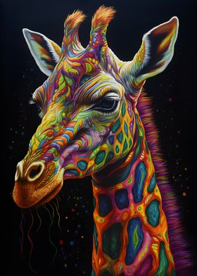 Giraffe in colorful art