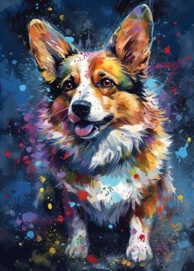 Corgi dog painting