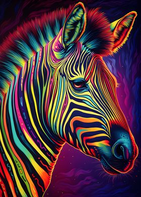 zebra in colorful art