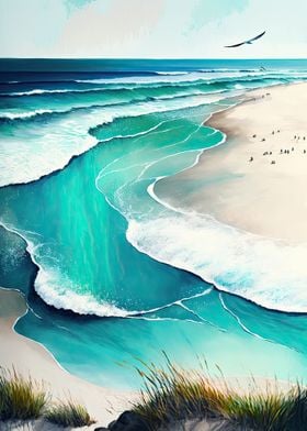 Watercolor Beach Waves