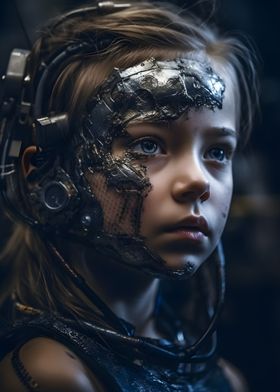 Futuristic cyborg kid
