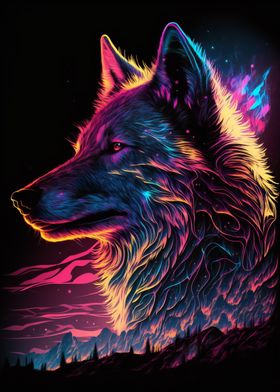 Synthwave wolf