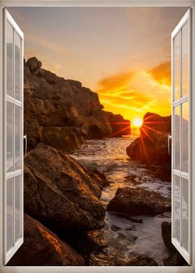 Window view sea landscape