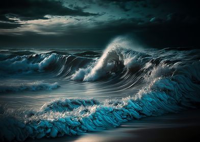 Blue ocean waves