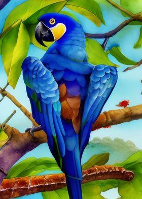 A blue macaw painting