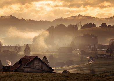 Misty Morning Sunrise