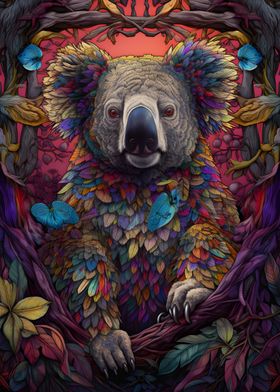 Koala in colorful art