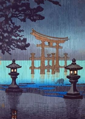 Japan Temple in the Rain