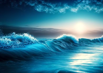 Blue ocean waves