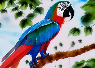 A colorful macaw painting