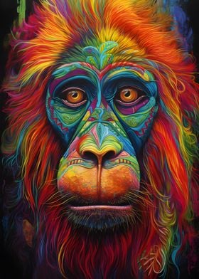 Monkey in colorful art