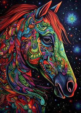 Horse in colorful art