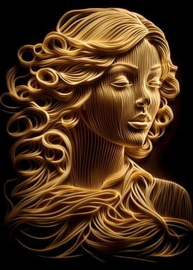 Pasta Spaghetti Woman Art