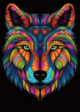 Colorful Patterned Wolf