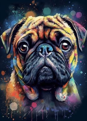 Pug dog painting