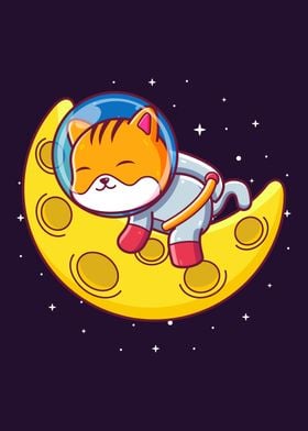 Cat Sleeping on The Moon