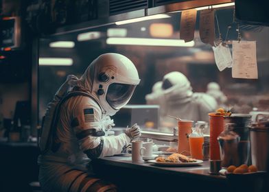 Astronaut at diner