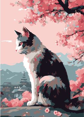 Cherry bloom cat